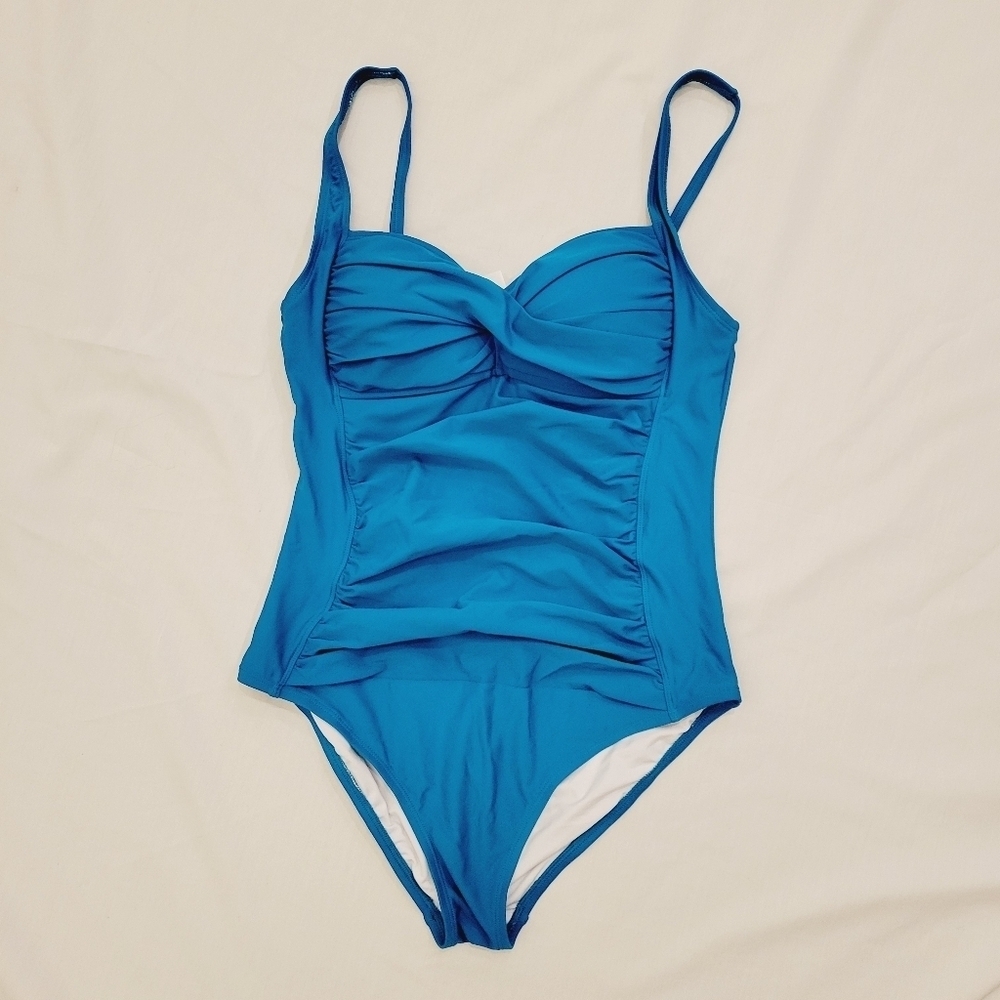 Joyaria Teal retro one piece tummy control swimsuit size 10